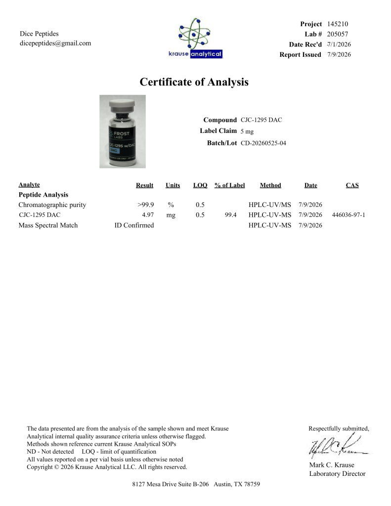 CJC-1295 DAC 5mg Certificate of Analysis