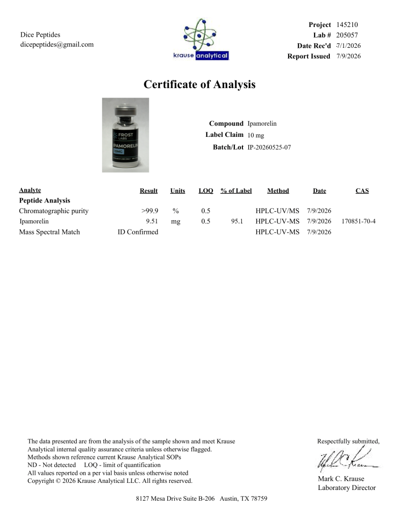 Ipamorelin 10mg Certificate of Analysis