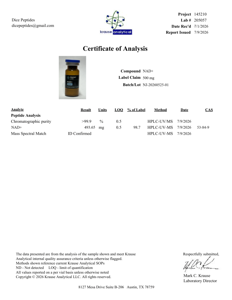 NAD+ 500mg Certificate of Analysis