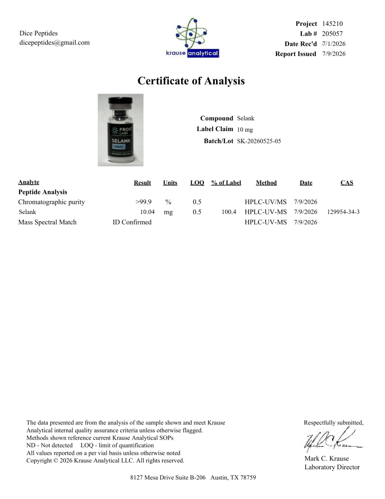 Selank 10mg Certificate of Analysis