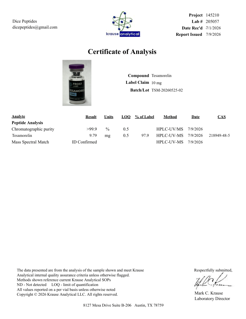 Tesamorelin 10mg Certificate of Analysis